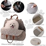 Pethaven Small Dog Carrier Purse Bag,Dual Use,Light Car Safety Seat,Fashion Woman Style Cozy Pet Kennel Bag Lightweight Totes for Pets Puppy Outdoor(Cream Color)