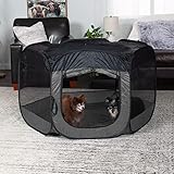 Furhaven Portable Dog Playpen Cat Tent, Pet playground/kennel foldable indoor outdoor zippered puppy crate - Gray, Extra Large