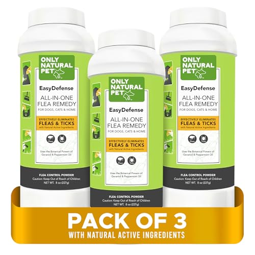 Only Natural Pet EasyDefense Powder for Dogs & Cats - Natural Protection for Home, Furniture, Carpets, Bedding & Outdoor Areas - Safe for Pets & Family - 8 oz Pack of 3