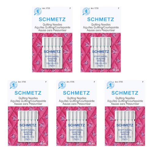 SCHMETZ Quilting Needles - Size 75/11, 5-Needle Cards, Pack of 5