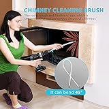 VIVOHOME 33 FT Chimney Sweep Cleaning Brush Tool Kit Rotary with 10 Reinforced Nylon Flexible Rods Snap Locking 45 Degree Angle Driven by Drill for Fireplace Flue Home Use