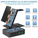 Tacelary 8 in 1 Wireless Charging Station, 100W USB C 2 Ports, Aluminum Alloy Cell Phone Charging Station Compatible with iPhone Series, iWatch, AirPods Pro