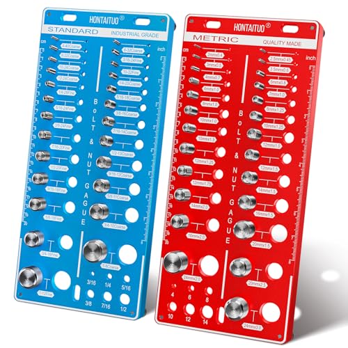 62 Nut and Bolt Thread Checker Standard and Metric,Bolt Size and Thread Gauge with 25 Standard & 25 Metric Bolt & 12 Drill Bit Gauge,Bolt and Nut Identifier Gauge