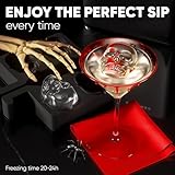 Premium Berlinzo Clear Ice Scull Maker - Crystal Clear 2.4'' Large Halloween Scull Ice Molds Tray for Whiskey Cocktails - Scull Ice Molds with Storage Bag – Black