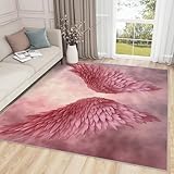 Zoainuos Angel Wings Rug 6x8 - Pastel Area Rugs for Living Room Bedroom - Pink Girls Princess Room Carpet - Washable Non Slip Pet & Kids Friendly - Angel Wings Home Decor & Gifts