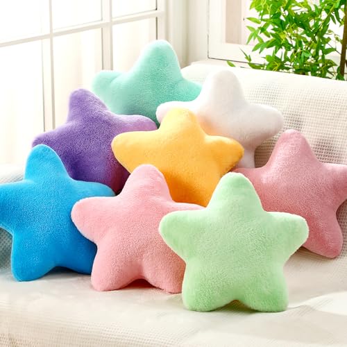 Beeveer 8 Pack 11.8x11.8 Inch Mixed Colors Star Shaped Throw Pillows Decorative Plush Bolster for Bed Sofa Star Shaped Throw Pillows Plush Floor Mats Room Decorative Mats for Sofa Bedroom Living Room