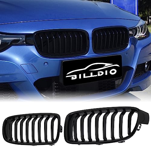 BILLDIO F30 Grille - Black Kidney Single slats Grill Compatible With BMW 3 Series F30 F31 2012-2018 320i 328i 328d 330e 330i 335i 340i 328i,ABS Gloss Black Kidney Grill