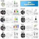 HKS Ratcheting Crimping Tool Set 11 PCS with Changeable Jaws for Dupont JST MOLEX - Open Barrel Terminals, Insulated & Non-Insulated Ferrules, Terminals & Butt Connectors,Solar & Coax Connectors