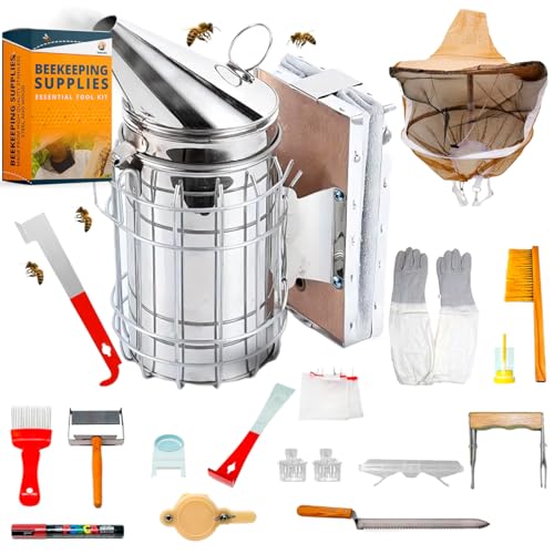 SunVara Beehive Starter Kit Premiun - Bee Hives Honey Harvesting Equipment Bee Keeping Starter Kit Hive Tool Beekeeping Kit Beekeeping Supplies Beekeepers Equipment bee Keepers Equipment Bee Hive Kit