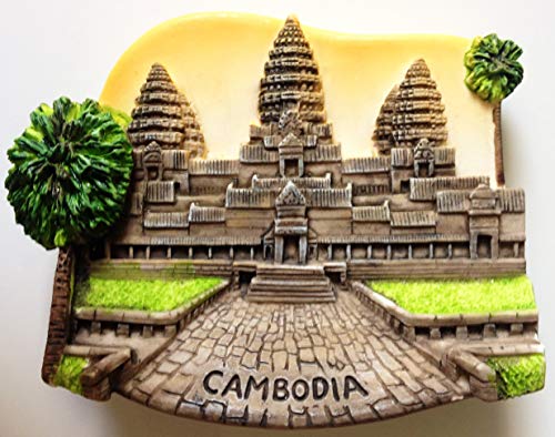 WitnyStore Tiny 2⅞" Angkor Wat SIEM Reap Cambodia Magnet - Miniature Hand Made Resin 3D Asia Landmark Tourist Attractions Decorative Refrigerator Fridge Magnets Collectible Traveler Souvenirs Gifts