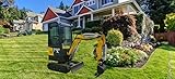 TYPHON Terror X Mini Excavator – 2,500lb Trench Digger with Cabin, 380mm Wide Bucket – Mini Excavator Machine for Garden, Farms, Parks, Roads – Ideal for Digging, Drilling, Bull-Dozing