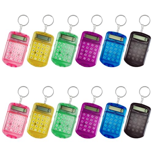 Cryptolux 12Pcs Mini Calculator Keychain Portable Pocket Small Calculator,Suitable for Students at School and at Home