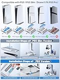 PS5 / PS5 Slim Stand and Cooling Station with LED Controller Charging Station for PlayStation 5 Console, PS5 Controller Charger, PS5 / PS5 Slim Accessories with 3 Level Cooling Fan