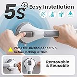 TAILI Grab Bars for Bathtubs and Showers 2 Pack Suction Grab Bar, Heavy Duty Shower Handle Removable Bath Handrails for Seniors and Elderly, Bathroom Safety Grip No Drilling Waterproof,Grey