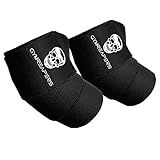 Gymreapers Weightlifting Elbow Wraps (1 Pair) - Flexible 40'' Elbow Compression Strap & Joint Support Brace - For Bench Press, Powerlifting, and Pressing (Black)