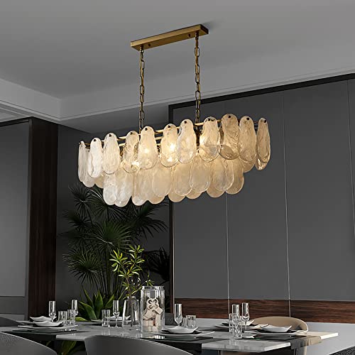 LOVEDIMA Gold Multi-Tier Lantern Pendant Lighting,Cloud Glass Metal Kitchen Island Chandeliers Hanging Ceiling Light Fixtures