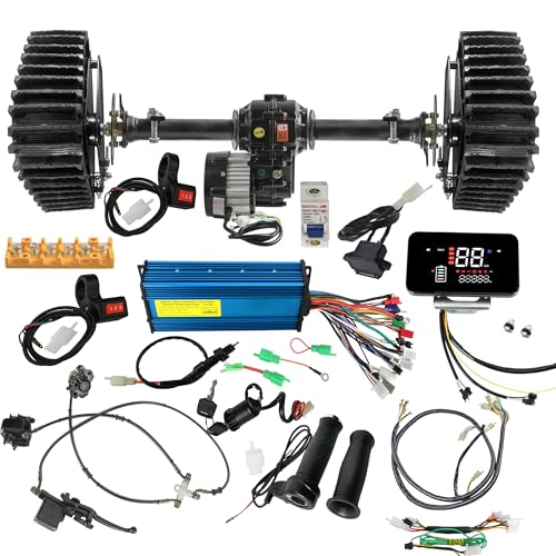 YC Yier 30" Rear Differential Axle Kit Wheel Snow Sand Tracks 48V 1000W Brushless Motor Controller Brake For DIY Electric vehicles,Go-Karts, Golf Carts, ATVs, Quads, Buggies, Trikes, Tricycle