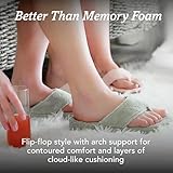 Acorn Women's Spa Thong Slippers with Cloud Contour Comfort - Arch Support and Plush Fluffy Terry Lining, Perfect for Beach, Camping, Poolside, or Bathroom Wear, Natural, 6.5 - 7.5