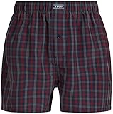 IZOD Men's Boxer Shorts - 4 Pack Loose Fit Mens Underwear Boxers with Button Fly - Classic Woven Boxers for Men (S-2XL), Size X-Large, Grey Plaid/Blue/Red