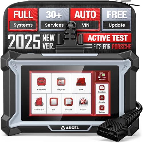 ANCEL DS160 Scan Tool fits for Porsche, Full System Bidirectional OBD2 Scanner with 30+ Resets, ABS Bleeding, Gearbox Learning, SAS/Oil/BMS Reset, Online Support Chat, Lifelong Updates