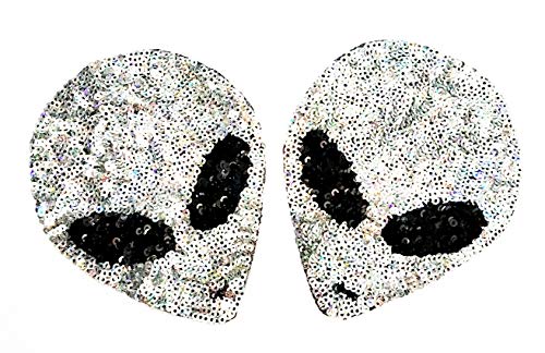 Nipitshop Patches Fantasy Alien UFO Black Eye Cartoon Sequin Shine Shiny Patch Embroidered Patch Badge Transfer Kids Clothing Cartoon for adorning Your Jeans Hats Bags Jackets Shirts or Gift