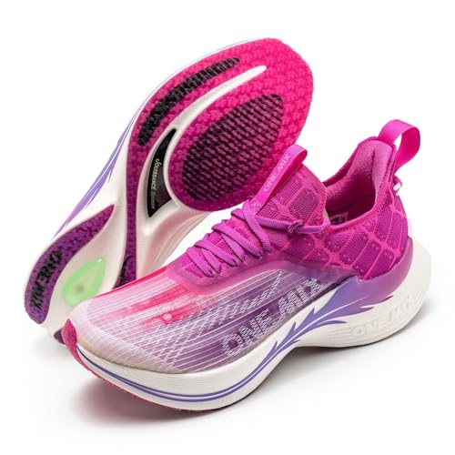 O-Resilio Men's Road Running Shoes Marathon Running Shoes Carbon Fiber Plate Running Shoes Wide with Arch Support Lightweight Breathable Sneakers Rosy Size US Men 7.5/US Women 8.5