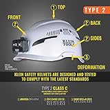 Klein Tools 60526 Safety Helmet, Type-2 Safety Helmet with Rechargeable Headlamp, Vented, Class C, White