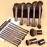 MAANGE 20 Pcs Makeup Brushes with Gift Box, Double-End Multi-functional Makeup Brushes for Blending Liquid Powder Concealer Cream Blush Buffe,Dark Brown