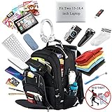 VECKUSON 18.4 Laptop Backpack for unisex, 60L Extra Large Gaming Laptops Back Bag with USB Charger Port,TSA Friendly Flight Approved and RFID Anti-Theft Pocket Heavy-duty Pack,21.3*15.7*11.8inch Grey