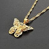 SHINYY Butterfly Pendant Necklace for Women 18K Stainless Steel Charm Bracelet Jewelry Gift (Gold)