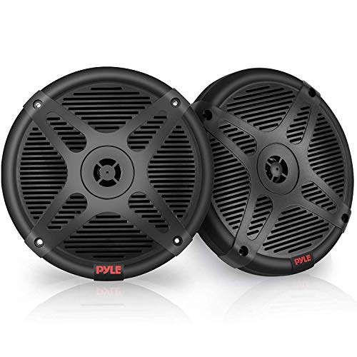Pyle 6.5 Inch Bluetooth Marine Speakers - 2-way IP-X4 Waterproof and Weather Resistant Outdoor Audio Dual Stereo Sound System with 600 Watt Power and Low Profile Design - 1 Pair - PLMRBT65B (Black)
