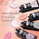 BORN PRETTY Poly Extension Gel Kit-12 Colors Extension Nail Gel Kit Nude Clear Jelly Pink All-In-1 Kit Builder Glue Gel with Nail Lamp Base Top Coat Set Nail Forms French Manicure Ideal Gifts