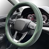 LKWLIKEI Car Steering Wheel Cover, Universal 15 inch, The Latest Microfiber Leather Breathable Technology Fabric, Non-Slip, Comfortable, Warm in Winter and Cool in Summer, Green