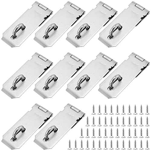 SEHOI 10 PCS Padlock Hasp Latch, Stainless Steel Padlock Hasp, Heavy Duty Security Hasp with Mounting Screws, Door Locks Hasp Latch for Doors and Cabinets