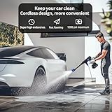 Cordless Pressure Washer,1200PSI Portable Pressure Washer with 2 Rechargeable 20000mAH Battery Power Washer,6 Modes Ajustable Light Duty Tools 6-in-1 Nozzle for Car/Fence/Garden/Floor/Yards