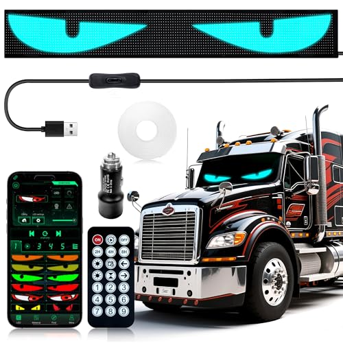 69.4"*7.56" Heavy-Duty Truck LED Devil's Eye Light Bar - Professional Grade Programmable Dynamic Lighting System with Dual Bluetooth APP & Remote Control - for Semi-Truck/Windshield Modification