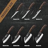 HOSHANHO Butcher Knife Set, Hand Forged Butcher Chef Knife Set with Roll Bag, Sharp Kitchen Knife Set of Meat Cleaver Knife Bone Chopper Knife Fillet Knife Set for Home & Camping & BBQ Gift for Men