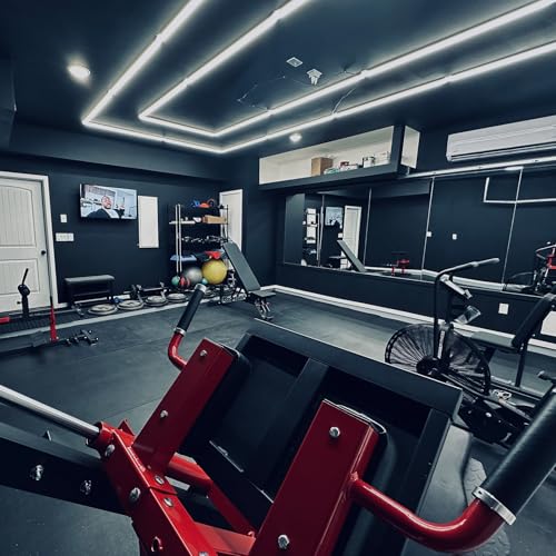 LZHOME LED Garage Lights Fixture: High Brightness 39000LM LED Garage Lighting Ceiling LED Light, Updated 44.8 inch Large Size Rectangle Light for Garage Shop Workshop Gym Car Detailing