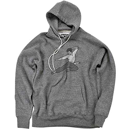 Popfunk Bruce Lee The Signature Move Official Premium Ultrasoft Tri-Blend Hoodie (Large) Athletic Heather