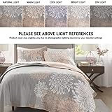 Comfort Spaces Enya Quilt Set - Casual Floral Print Channel Stitching Design, All Season, Lightweight Coverlet, Cozy Bedding, Matching Shams, Decorative Pillows, King(104 in x 90 in), Blush 3 Piece