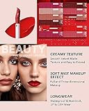 Matte Liquid Lipstick Kit-3Pcs High Pigmented Lip Tint Stain,Super Matte Velvet Tinted Lip Gloss,Up to 16H Wear Lipgloss,Long Lasting Waterproof Non-Stick Cup Lipstain, Makeup Gift for Women-Set A