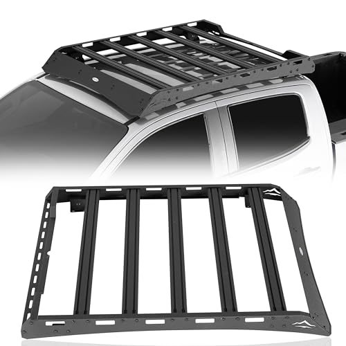 Hooke Road Colorado Roof Rack Overland Series Versatile Aluminum Cargo Basket Compatible with 2015-2022 Chevy Colorado & GMC Canyon Crew Cab