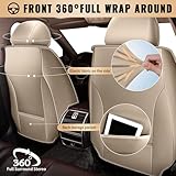 JIAMAOXIN Car Seat Covers Fit for Toyota Avalon 2001-2025: Full Set 5 Seats Faux Leather Seat Cover Waterproof Seat Protectors Automotive Seat Cushion(Beige)-2 Rows 5 Seats