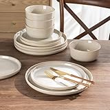 AmorArc Stoneware Dinnerware Sets,Round Reactive Glaze Plates and Bowls Set,Highly Chip and Crack Resistant | Dishwasher & Microwave Safe,Service for 6 (18pc)