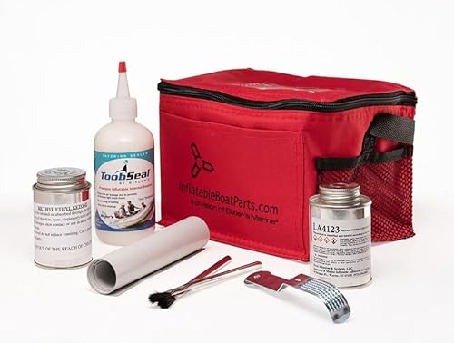 Bixler's Marine All in One Repair Kit for Inflatable Boats, Dinghys, Rafts - Includes PVC Fabric, ToobSeal Sealant, Repair Materials, Reuseable Bag (Light Gray, Small Kit)