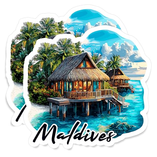 Maldives Magnet 4 inch 2 Pack Vinyl for Souvenir Gift Refrigerator Fridge Dishwasher ID44999