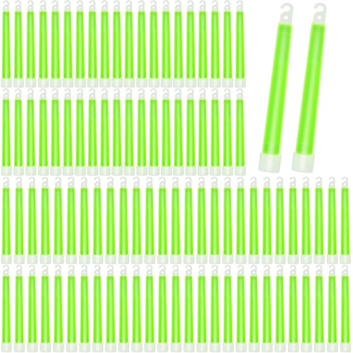 Sotiff Bright 6 Inch Large Glow Sticks Bulk Green Emergency Glow in The Dark Sticks with 12 Hour Duration for Camping Hiking Outdoor Parties Activities Survival Storms Blackouts(96 Pcs)