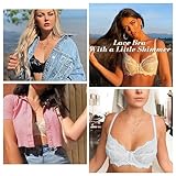 Wingslove Women's Sexy Lace Bra Non Padded Underwire Unlined Bra Full Coverage Plus Size Lace Bralette (White, 34B)