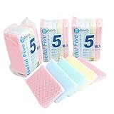 Sponge Individually Wrapped, Kitchen Dishwashing Sponge, Mesh Net Scouring Pad, Odor-Free Sponge Wipes Suitable for Travel Apartments (Multicolor Pack of 15)