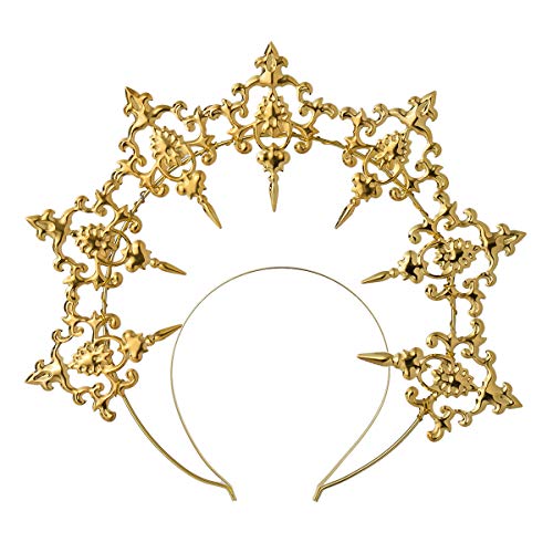 BLESSUME Halo Crown Mary Goddess Headband Women Halloween Costume Headpiece (Gold 1)